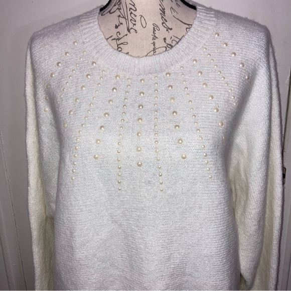 Plush Knit Sweater Pearl Accents - Picture 2 of 15